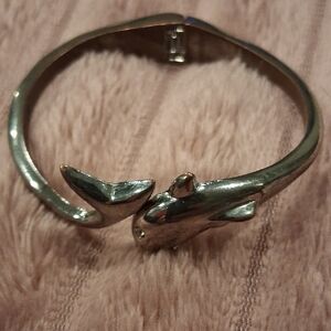 Silver Dolphin Bangle Bracelet